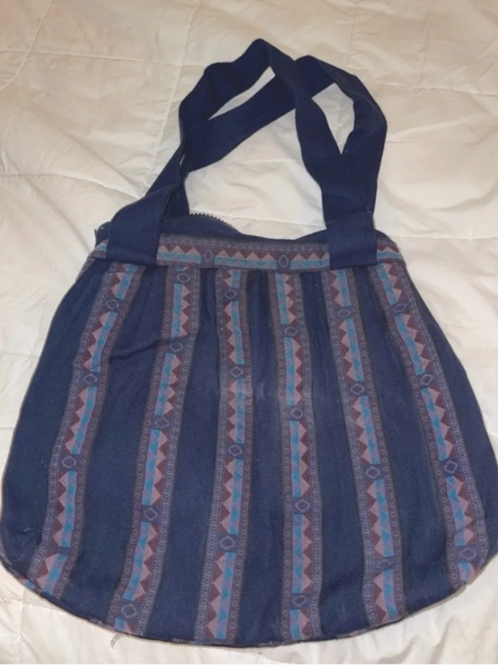 Handmade Bohemian Style Stylish Blue Patterned Quilt Tote Bag